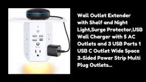 Wall Outlet Extender Review: Best Power Strip with Shelf, Night Light, and USB Ports #outletshelf